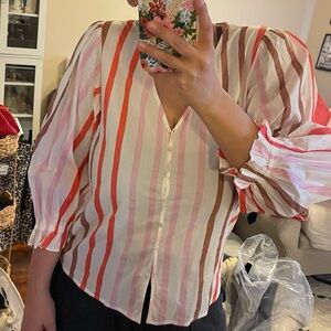 Velvet striped blouses blouse. Tags attached!